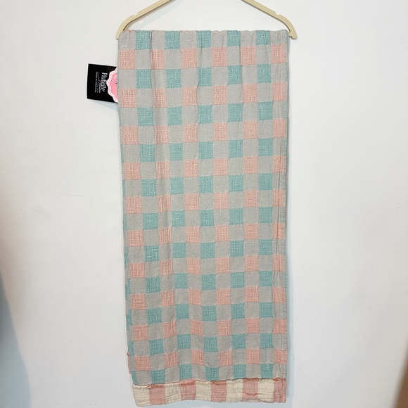 Piubelle Woven Reversible Checked Cotton Throw Blanket - Picture 3 of 8